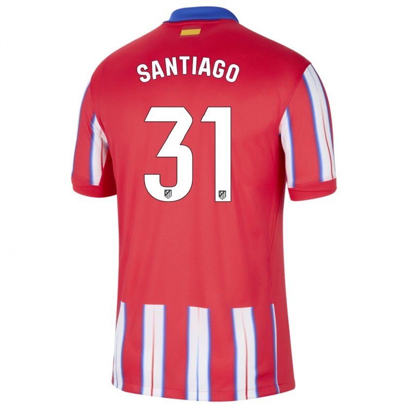 Danxen Niño Camiseta Abraham Santiago #31 Rojo Blanco Azul 1ª Equipación 2024/25 La Camisa