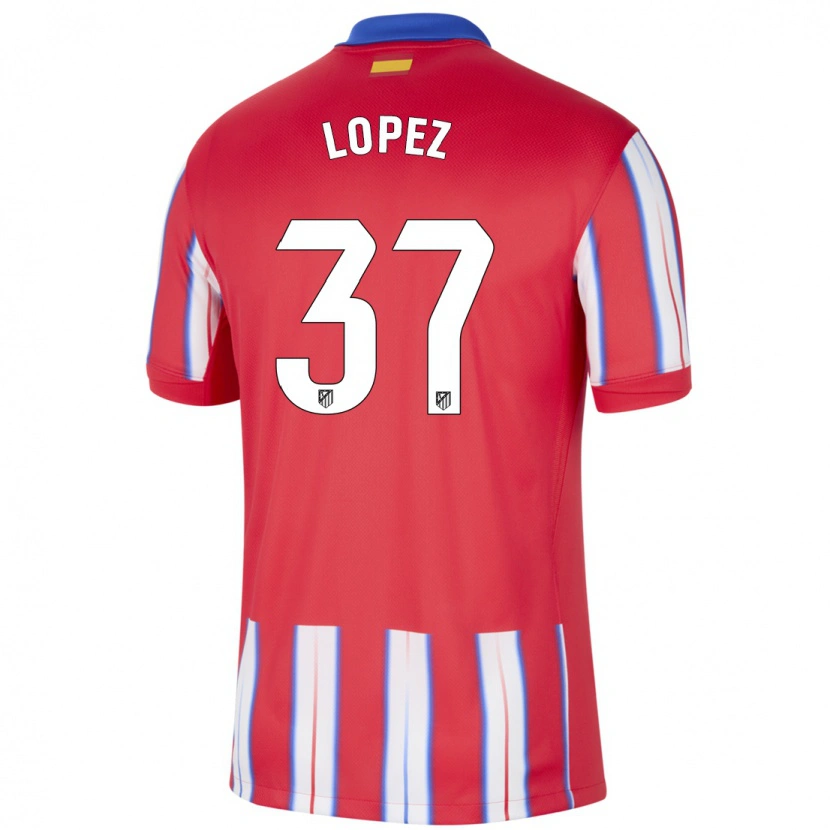 Danxen Niño Camiseta Alex Lopez #37 Rojo Blanco Azul 1ª Equipación 2024/25 La Camisa