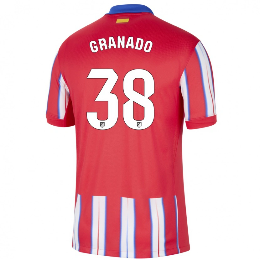 Danxen Niño Camiseta Adrian Granado #38 Rojo Blanco Azul 1ª Equipación 2024/25 La Camisa