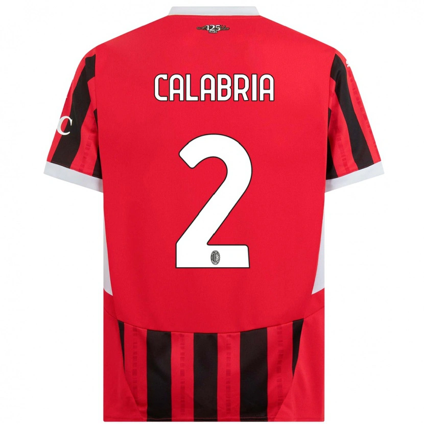 Danxen Niño Camiseta Davide Calabria #2 Rojo Negro 1ª Equipación 2024/25 La Camisa