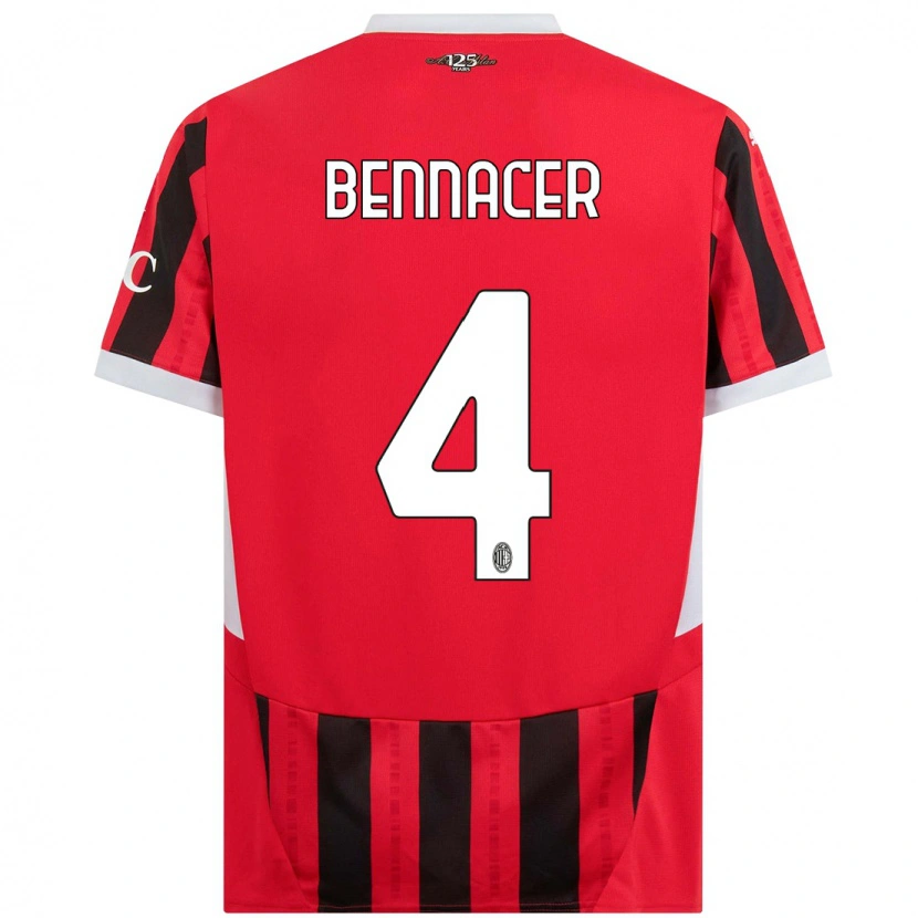 Danxen Niño Camiseta Ismaël Bennacer #4 Rojo Negro 1ª Equipación 2024/25 La Camisa