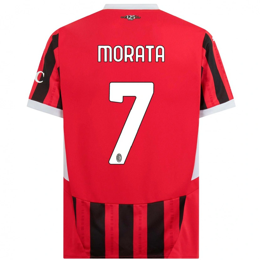 Danxen Niño Camiseta Álvaro Morata #7 Rojo Negro 1ª Equipación 2024/25 La Camisa