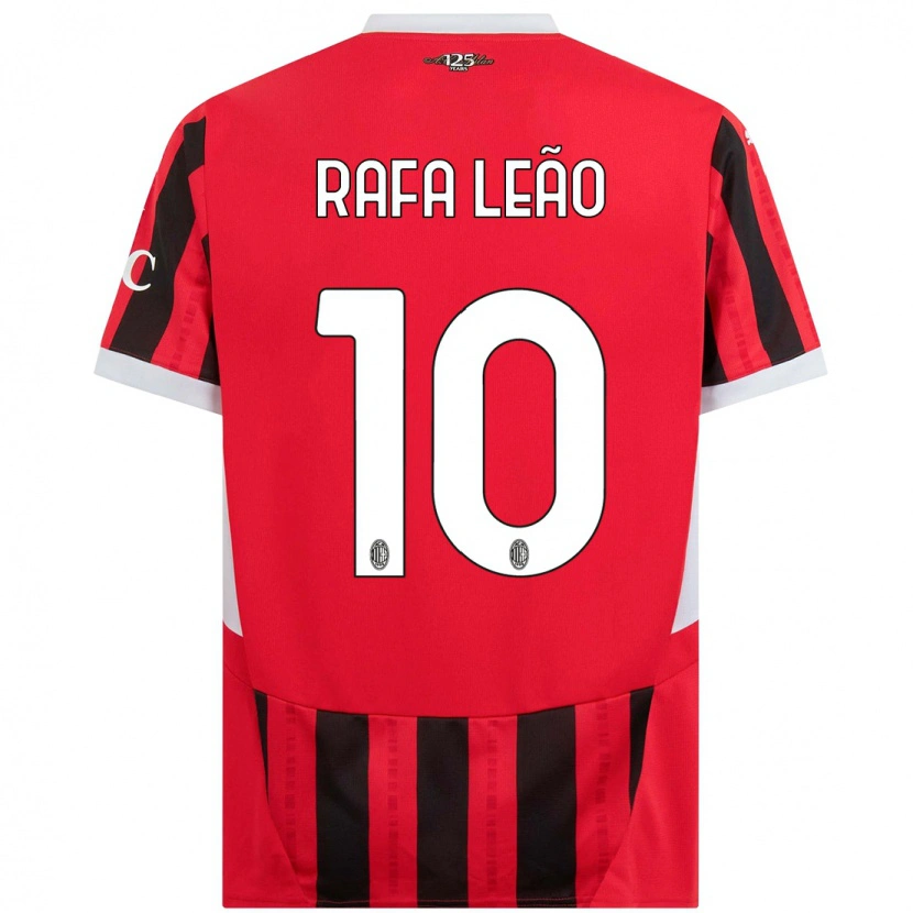 Danxen Niño Camiseta Rafael Leão #10 Rojo Negro 1ª Equipación 2024/25 La Camisa