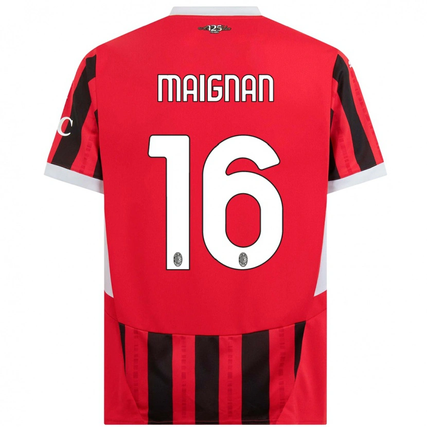 Danxen Niño Camiseta Mike Maignan #16 Rojo Negro 1ª Equipación 2024/25 La Camisa