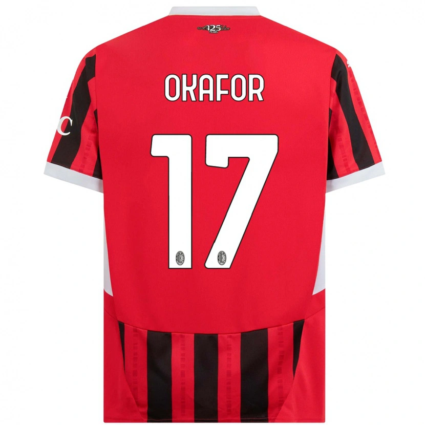 Danxen Niño Camiseta Noah Okafor #17 Rojo Negro 1ª Equipación 2024/25 La Camisa