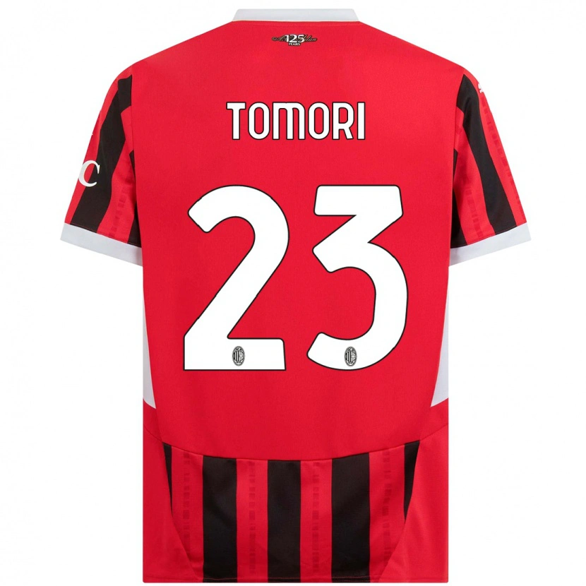 Danxen Niño Camiseta Fikayo Tomori #23 Rojo Negro 1ª Equipación 2024/25 La Camisa