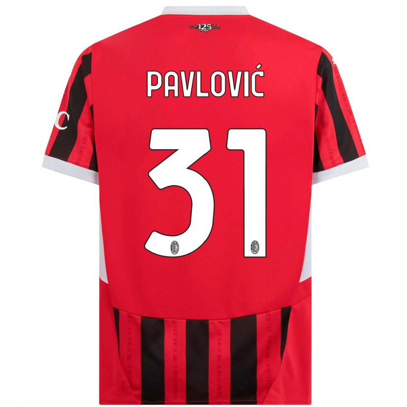 Danxen Niño Camiseta Strahinja Pavlović #31 Rojo Negro 1ª Equipación 2024/25 La Camisa