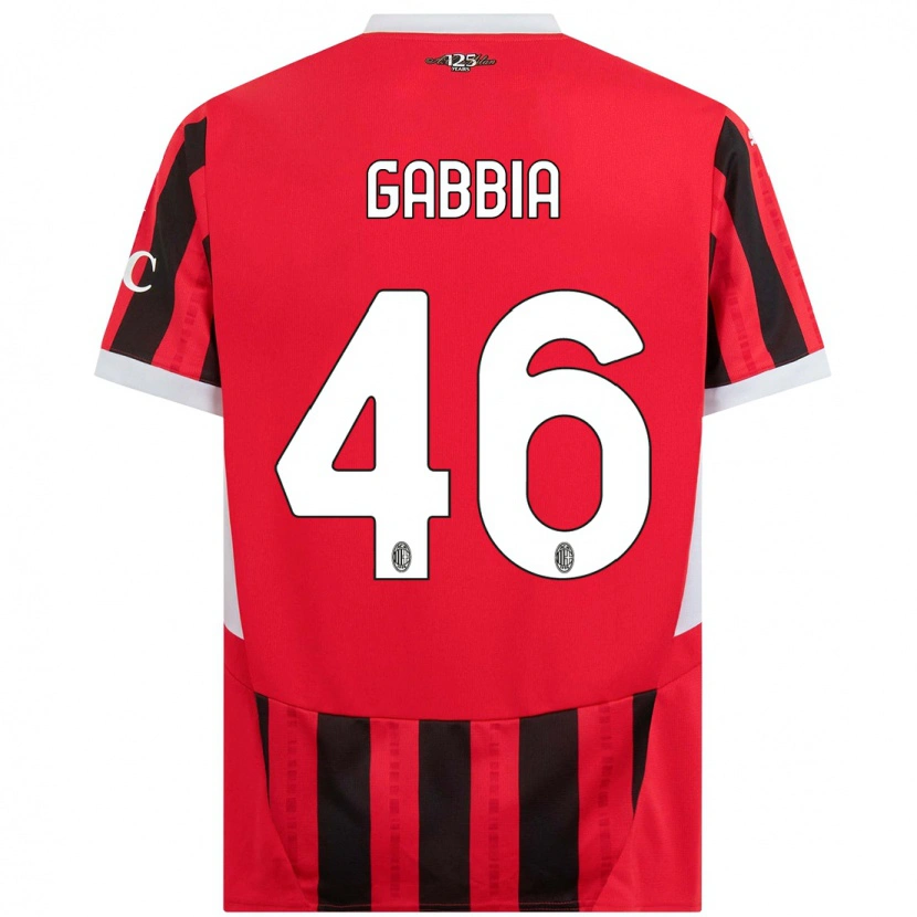 Danxen Niño Camiseta Matteo Gabbia #46 Rojo Negro 1ª Equipación 2024/25 La Camisa