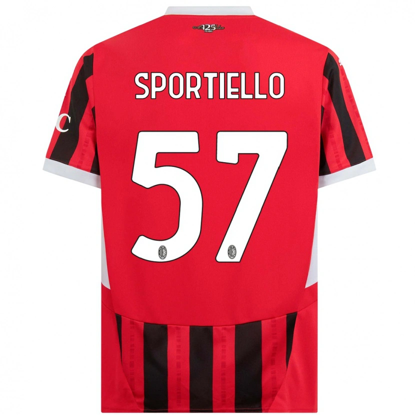 Danxen Niño Camiseta Marco Sportiello #57 Rojo Negro 1ª Equipación 2024/25 La Camisa