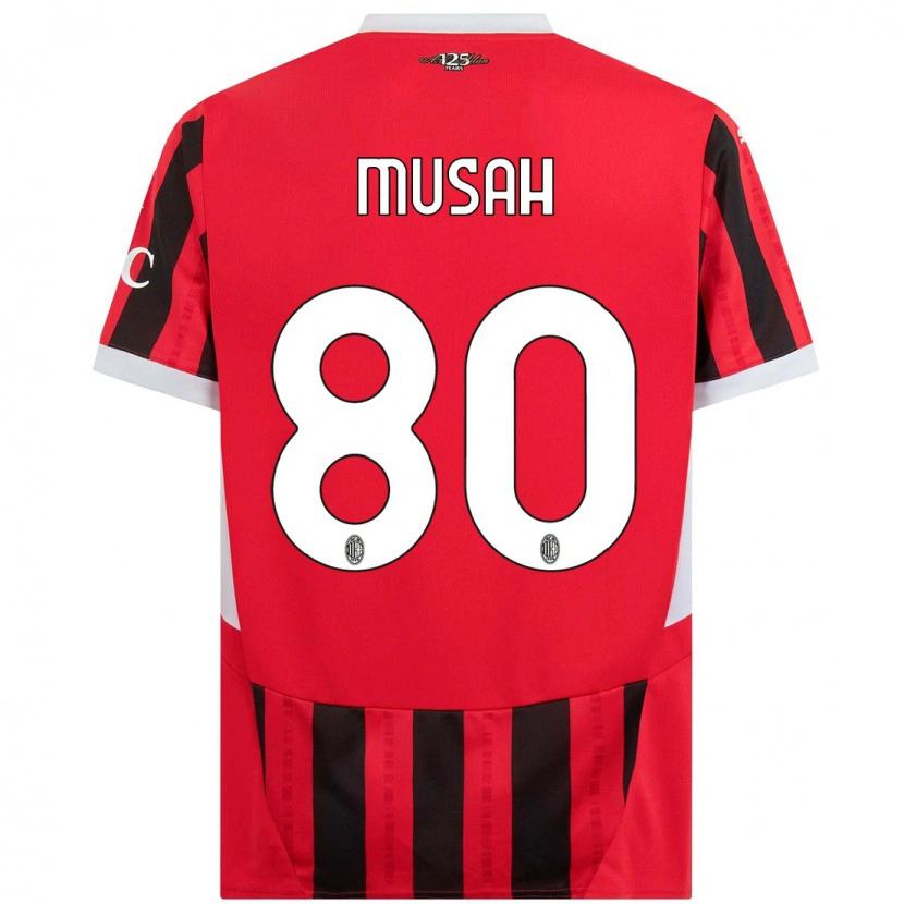 Danxen Niño Camiseta Yunus Musah #80 Rojo Negro 1ª Equipación 2024/25 La Camisa