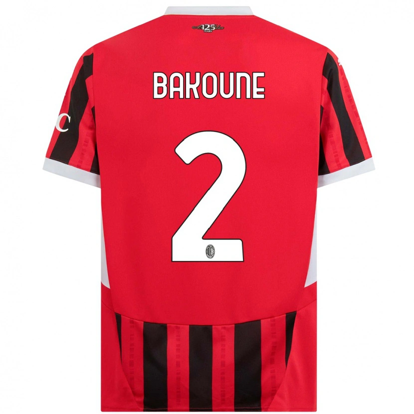 Danxen Niño Camiseta Adam Bakoune #2 Rojo Negro 1ª Equipación 2024/25 La Camisa