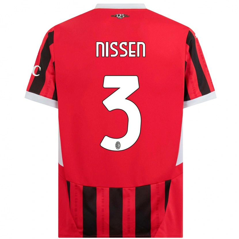 Danxen Niño Camiseta Fredrik Nissen #3 Rojo Negro 1ª Equipación 2024/25 La Camisa