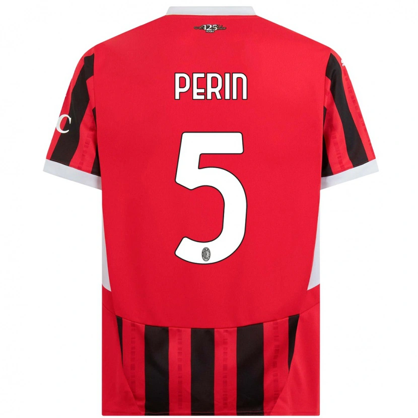 Danxen Niño Camiseta Ernesto Perin #5 Rojo Negro 1ª Equipación 2024/25 La Camisa