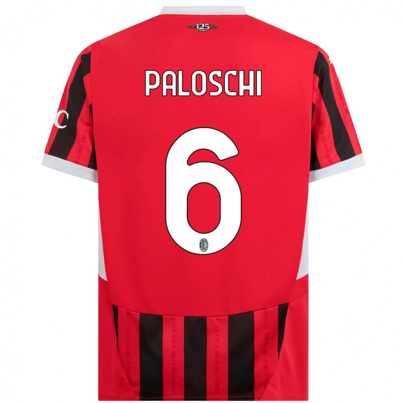 Danxen Niño Camiseta Dorian Paloschi #6 Rojo Negro 1ª Equipación 2024/25 La Camisa