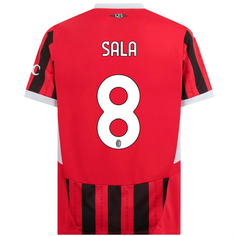 Danxen Niño Camiseta Emanuele Sala #8 Rojo Negro 1ª Equipación 2024/25 La Camisa