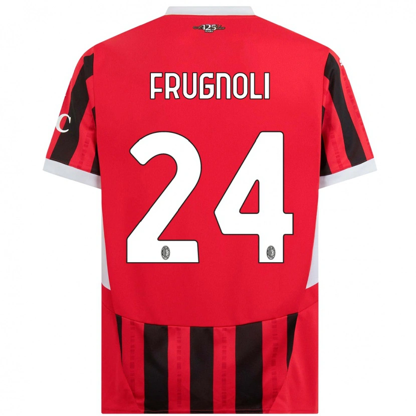 Danxen Niño Camiseta Leonardo Frugnoli #24 Rojo Negro 1ª Equipación 2024/25 La Camisa