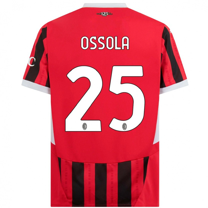 Danxen Niño Camiseta Lorenzo Ossola #25 Rojo Negro 1ª Equipación 2024/25 La Camisa