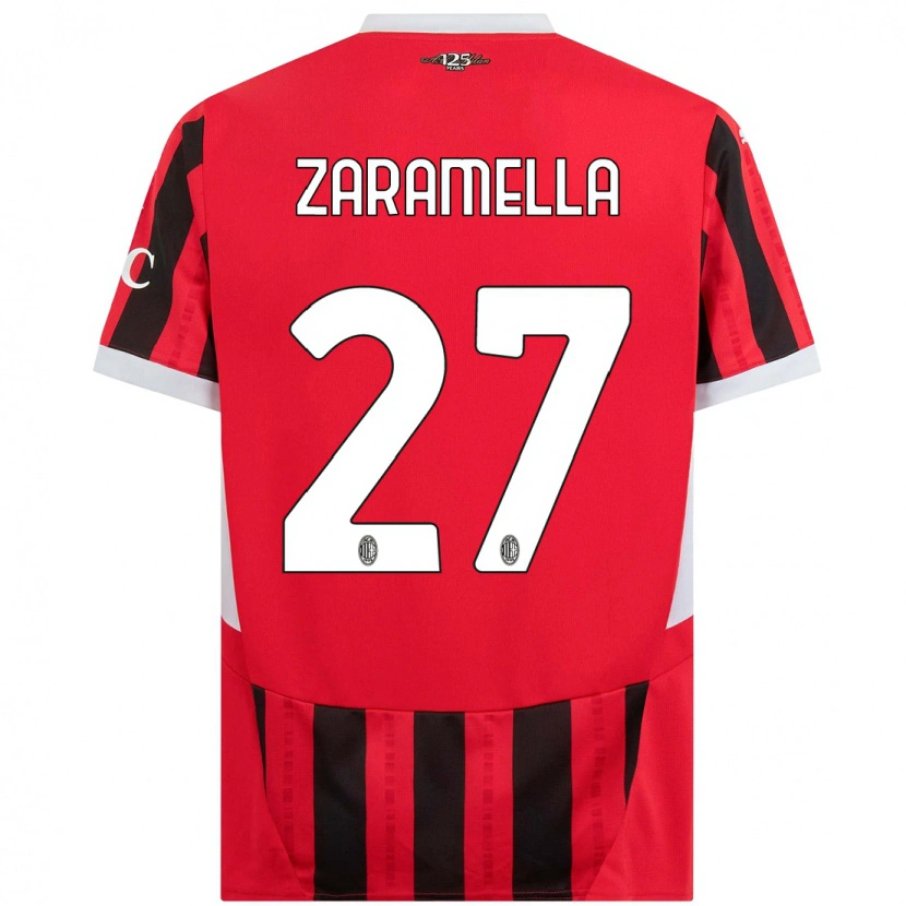 Danxen Niño Camiseta Mattia Zaramella #27 Rojo Negro 1ª Equipación 2024/25 La Camisa