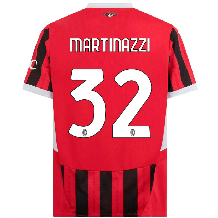 Danxen Niño Camiseta Luca Martinazzi #32 Rojo Negro 1ª Equipación 2024/25 La Camisa