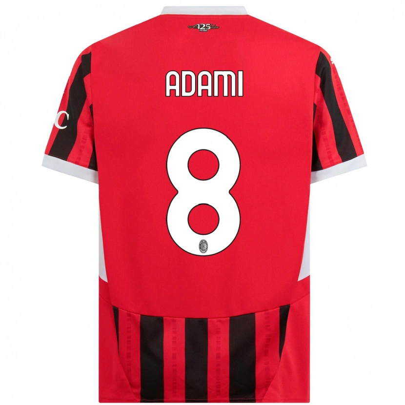 Danxen Niño Camiseta Greta Adami #8 Rojo Negro 1ª Equipación 2024/25 La Camisa