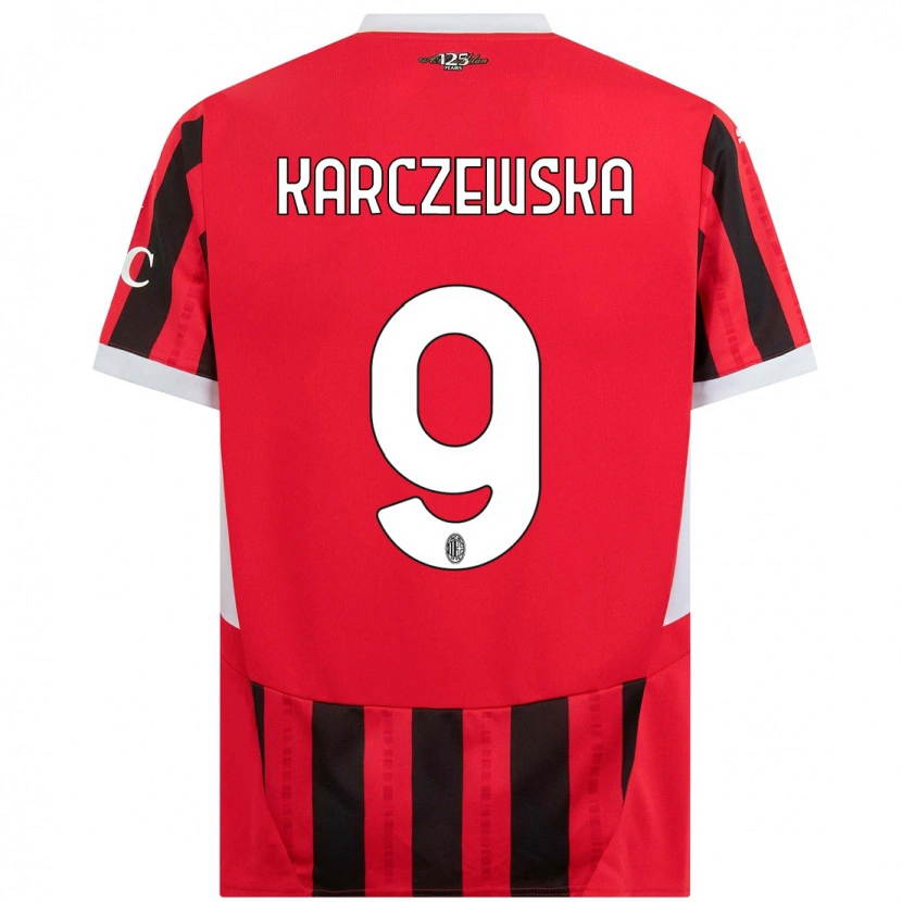 Danxen Niño Camiseta Nikola Karczewska #9 Rojo Negro 1ª Equipación 2024/25 La Camisa