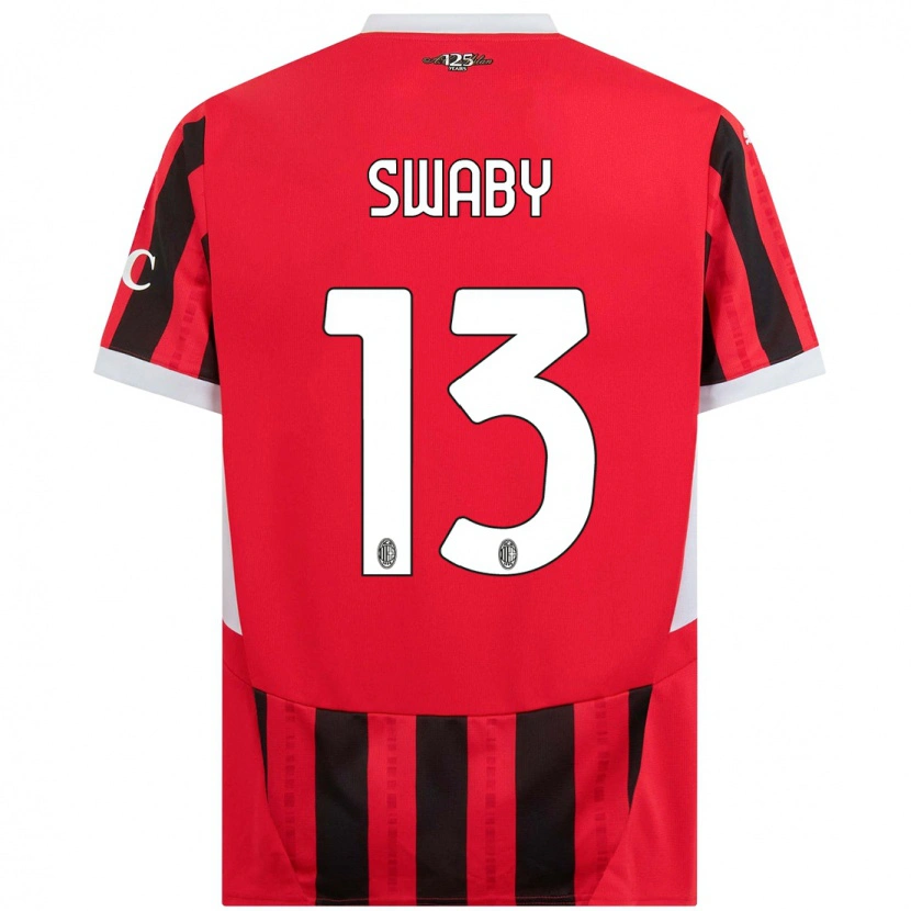 Danxen Niño Camiseta Allyson Swaby #13 Rojo Negro 1ª Equipación 2024/25 La Camisa