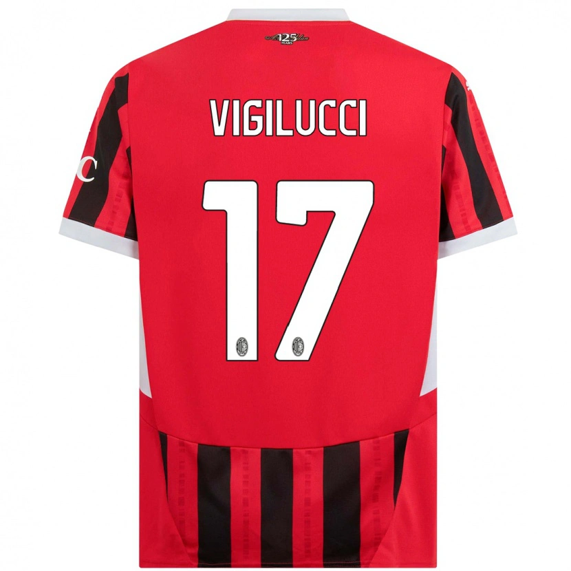 Danxen Niño Camiseta Valery Vigilucci #17 Rojo Negro 1ª Equipación 2024/25 La Camisa