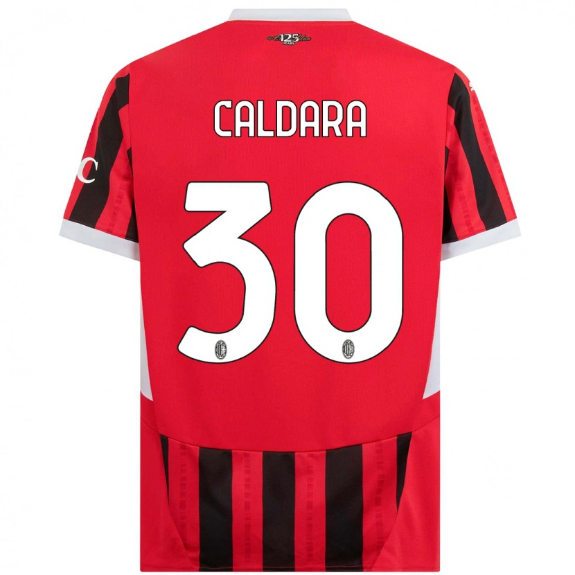 Danxen Niño Camiseta Mattia Caldara #30 Rojo Negro 1ª Equipación 2024/25 La Camisa