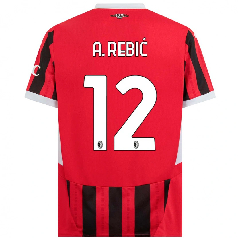 Danxen Niño Camiseta Ante Rebic #12 Rojo Negro 1ª Equipación 2024/25 La Camisa