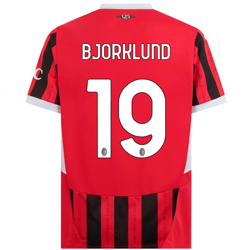 Danxen Niño Camiseta Lukas Bjorklund #19 Rojo Negro 1ª Equipación 2024/25 La Camisa