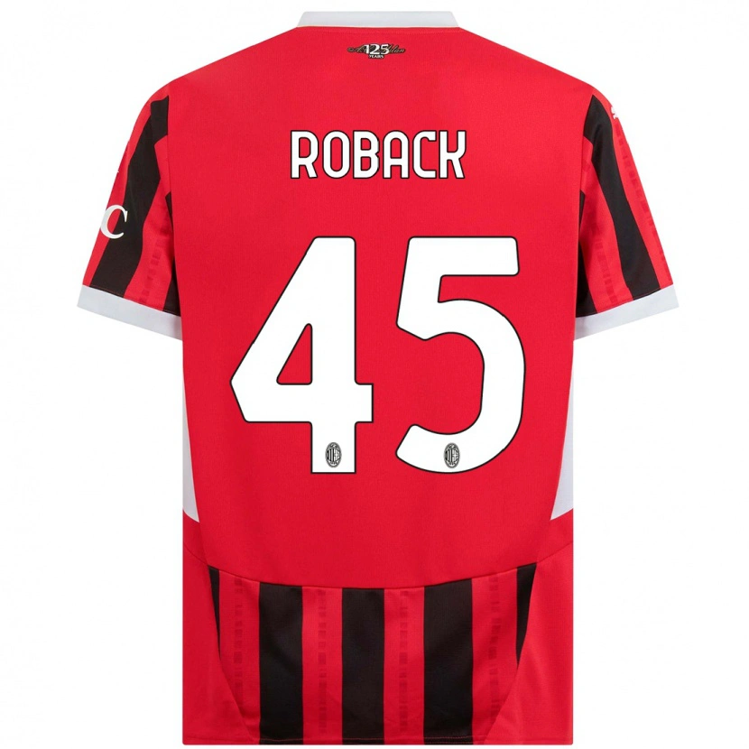 Danxen Niño Camiseta Emil Roback #45 Rojo Negro 1ª Equipación 2024/25 La Camisa