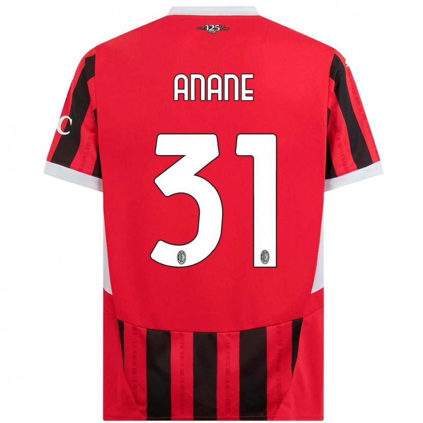 Danxen Niño Camiseta Emmanuel Anane #31 Rojo Negro 1ª Equipación 2024/25 La Camisa