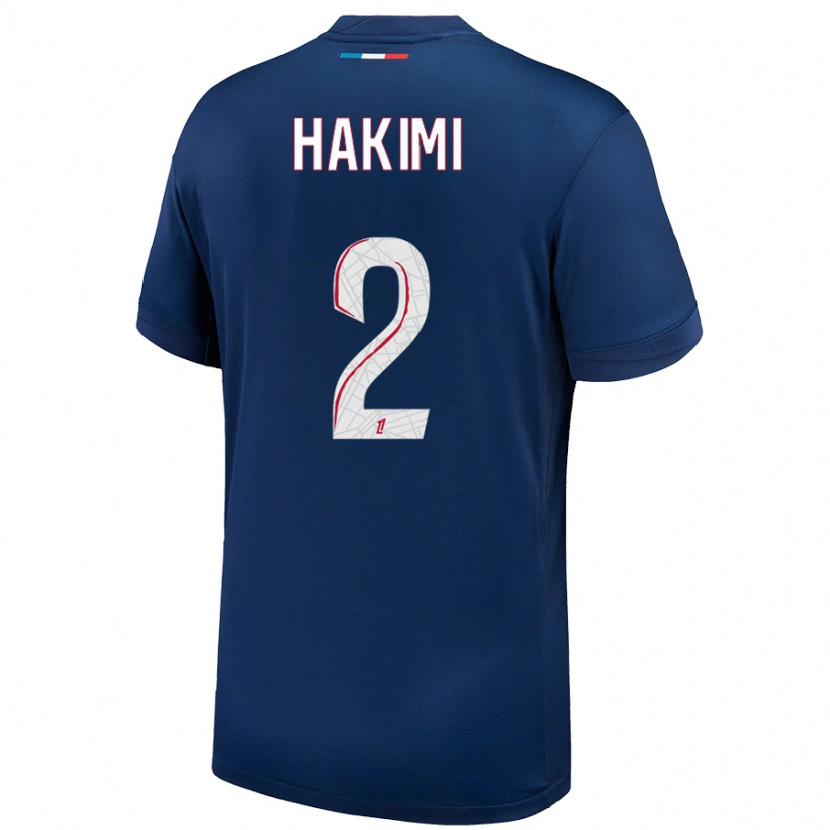 Danxen Niño Camiseta Achraf Hakimi #2 Azul Marino Blanco 1ª Equipación 2024/25 La Camisa