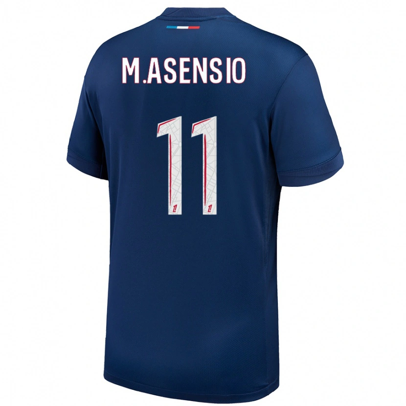 Danxen Niño Camiseta Marco Asensio #11 Azul Marino Blanco 1ª Equipación 2024/25 La Camisa