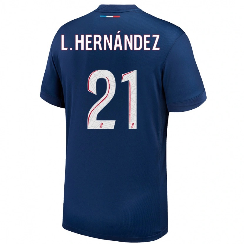 Danxen Niño Camiseta Lucas Hernández #21 Azul Marino Blanco 1ª Equipación 2024/25 La Camisa