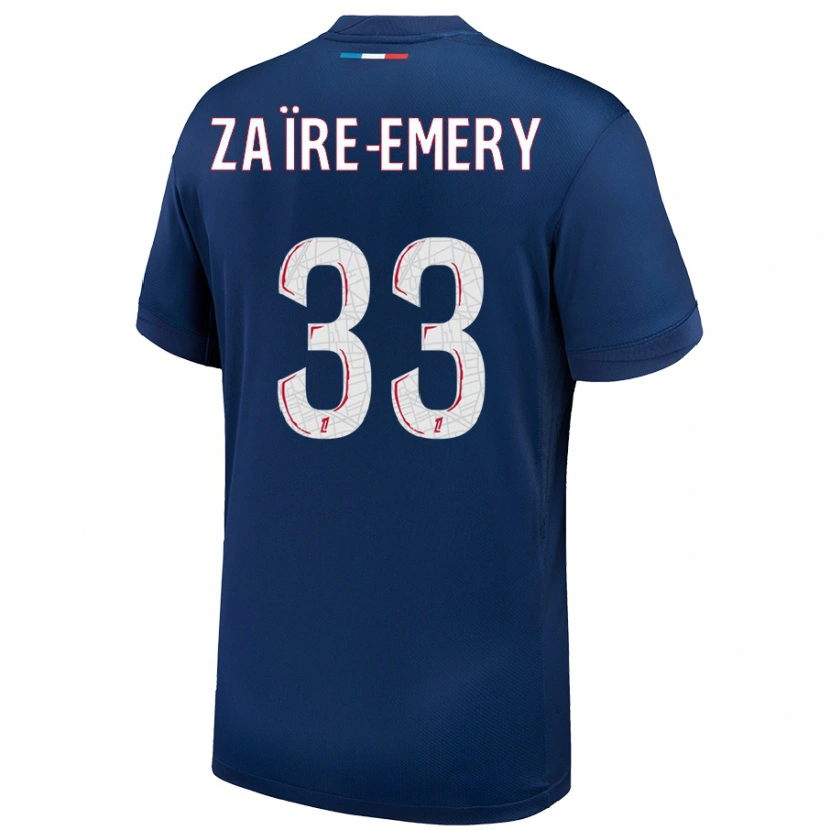 Danxen Niño Camiseta Warren Zaïre-Emery #33 Azul Marino Blanco 1ª Equipación 2024/25 La Camisa