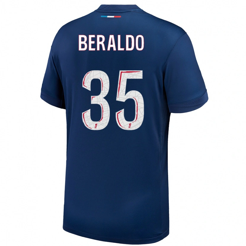 Danxen Niño Camiseta Lucas Beraldo #35 Azul Marino Blanco 1ª Equipación 2024/25 La Camisa