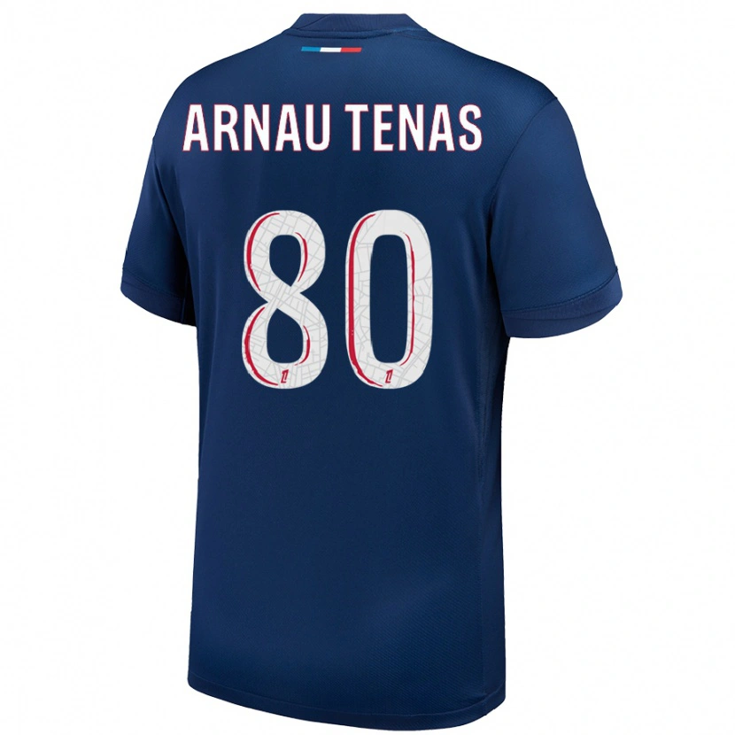 Danxen Niño Camiseta Arnau Tenas #80 Azul Marino Blanco 1ª Equipación 2024/25 La Camisa