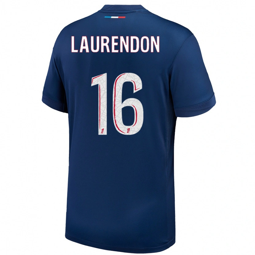 Danxen Niño Camiseta Bilal Laurendon #16 Azul Marino Blanco 1ª Equipación 2024/25 La Camisa