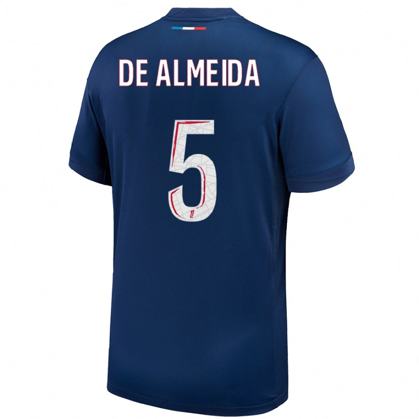 Danxen Niño Camiseta Élisa De Almeida #5 Azul Marino Blanco 1ª Equipación 2024/25 La Camisa