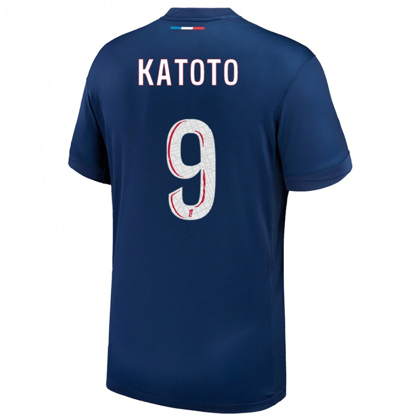 Danxen Niño Camiseta Marie-Antoinette Katoto #9 Azul Marino Blanco 1ª Equipación 2024/25 La Camisa