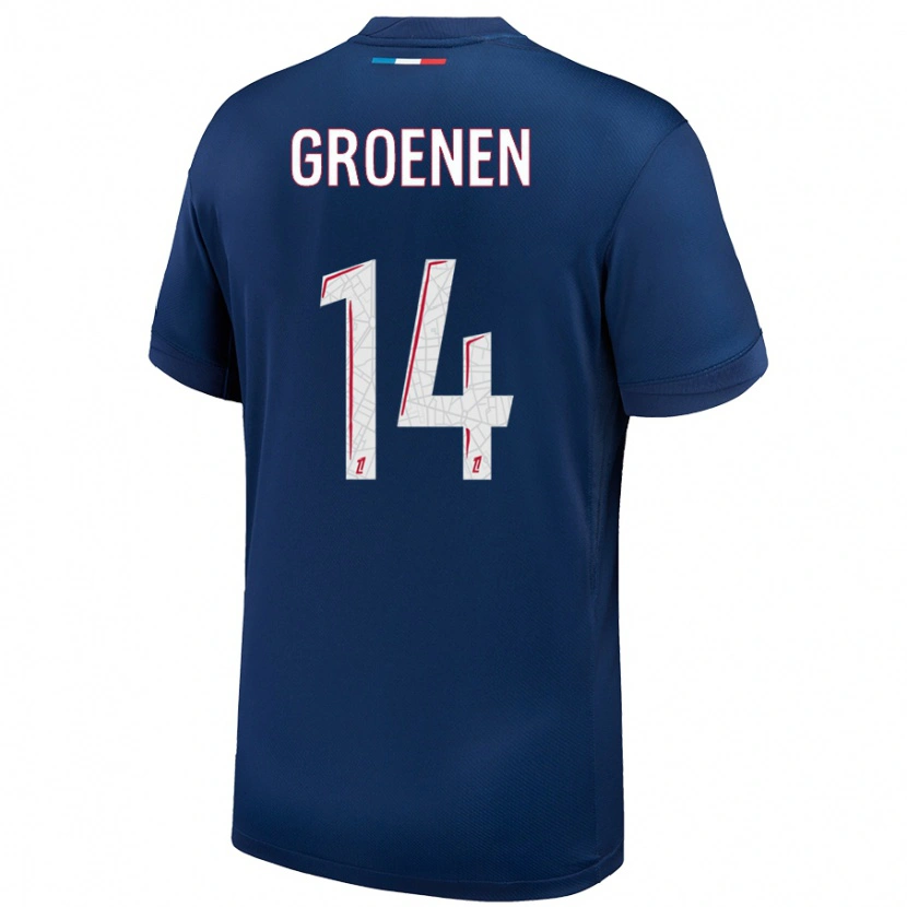 Danxen Niño Camiseta Jackie Groenen #14 Azul Marino Blanco 1ª Equipación 2024/25 La Camisa