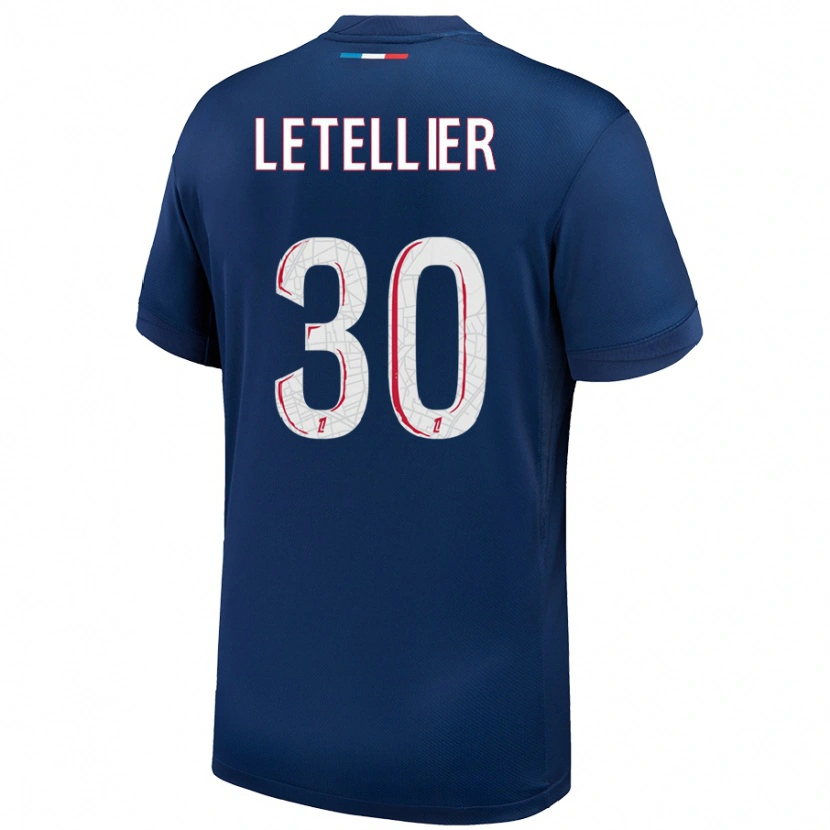 Danxen Niño Camiseta Alexandre Letellier #30 Azul Marino Blanco 1ª Equipación 2024/25 La Camisa