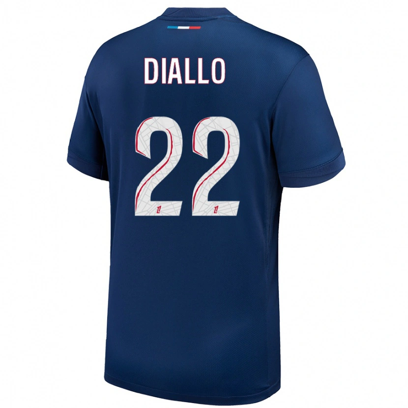 Danxen Niño Camiseta Abdou Diallo #22 Azul Marino Blanco 1ª Equipación 2024/25 La Camisa