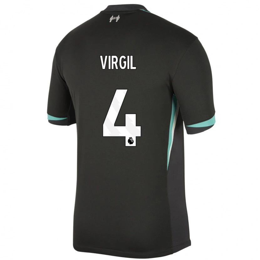 Danxen Niño Camiseta Virgil Van Dijk #4 Negro Antracita Blanco 2ª Equipación 2024/25 La Camisa