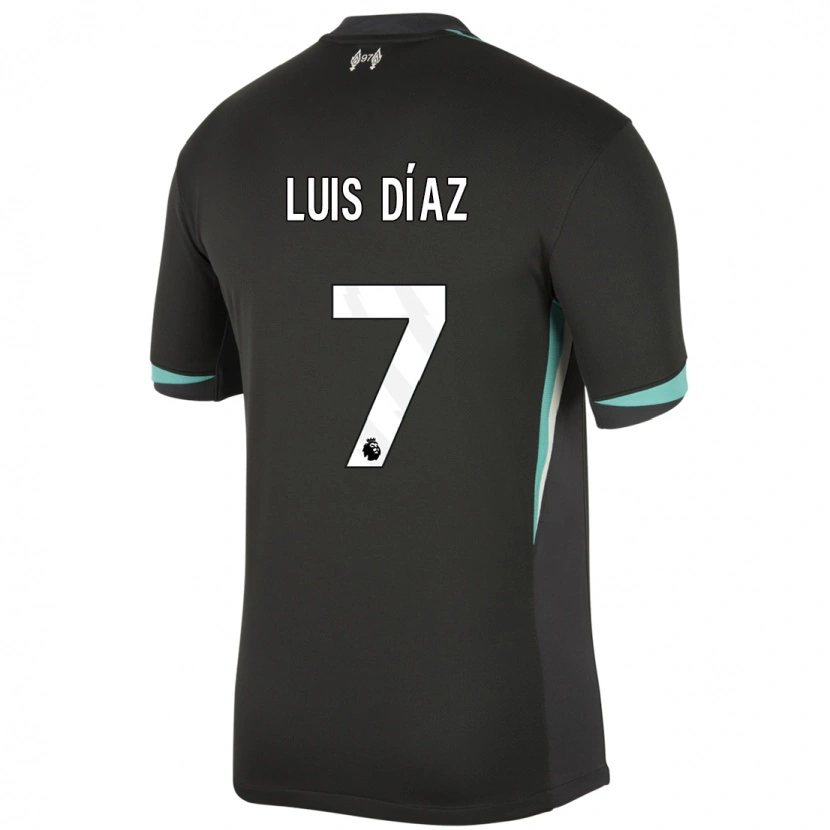 Danxen Niño Camiseta Luis Díaz #7 Negro Antracita Blanco 2ª Equipación 2024/25 La Camisa