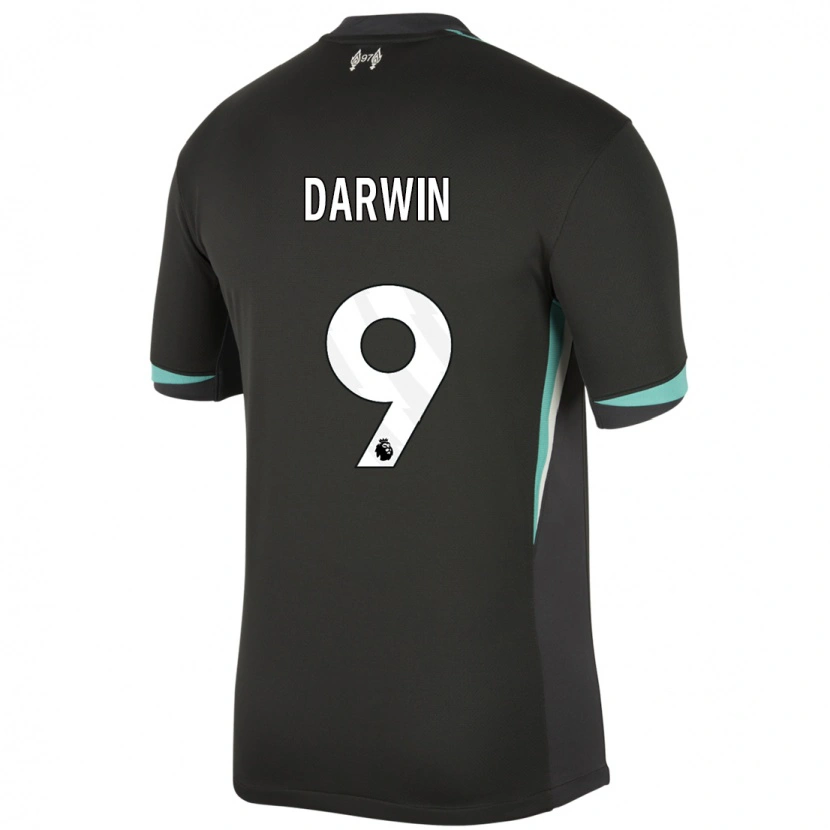 Danxen Niño Camiseta Darwin Núñez #9 Negro Antracita Blanco 2ª Equipación 2024/25 La Camisa