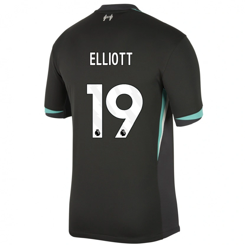 Danxen Niño Camiseta Harvey Elliott #19 Negro Antracita Blanco 2ª Equipación 2024/25 La Camisa