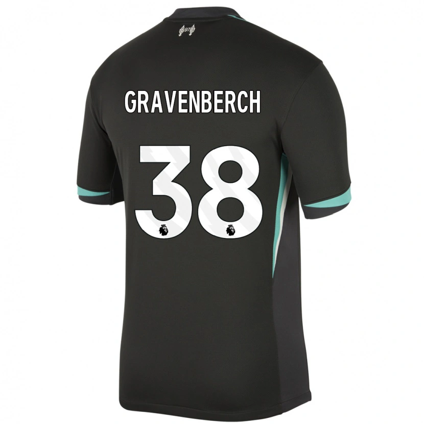 Danxen Niño Camiseta Ryan Gravenberch #38 Negro Antracita Blanco 2ª Equipación 2024/25 La Camisa