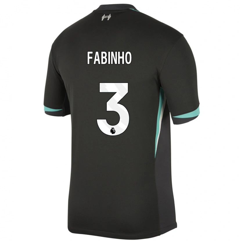 Danxen Niño Camiseta Fabinho #3 Negro Antracita Blanco 2ª Equipación 2024/25 La Camisa